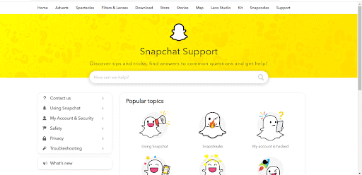 snapchat support