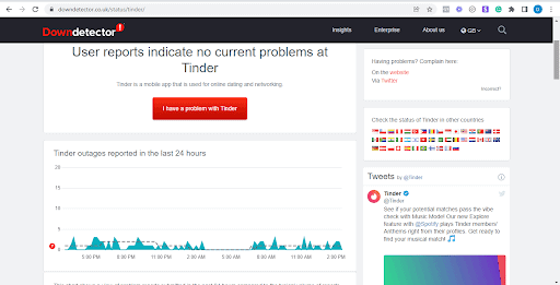 tinder is down